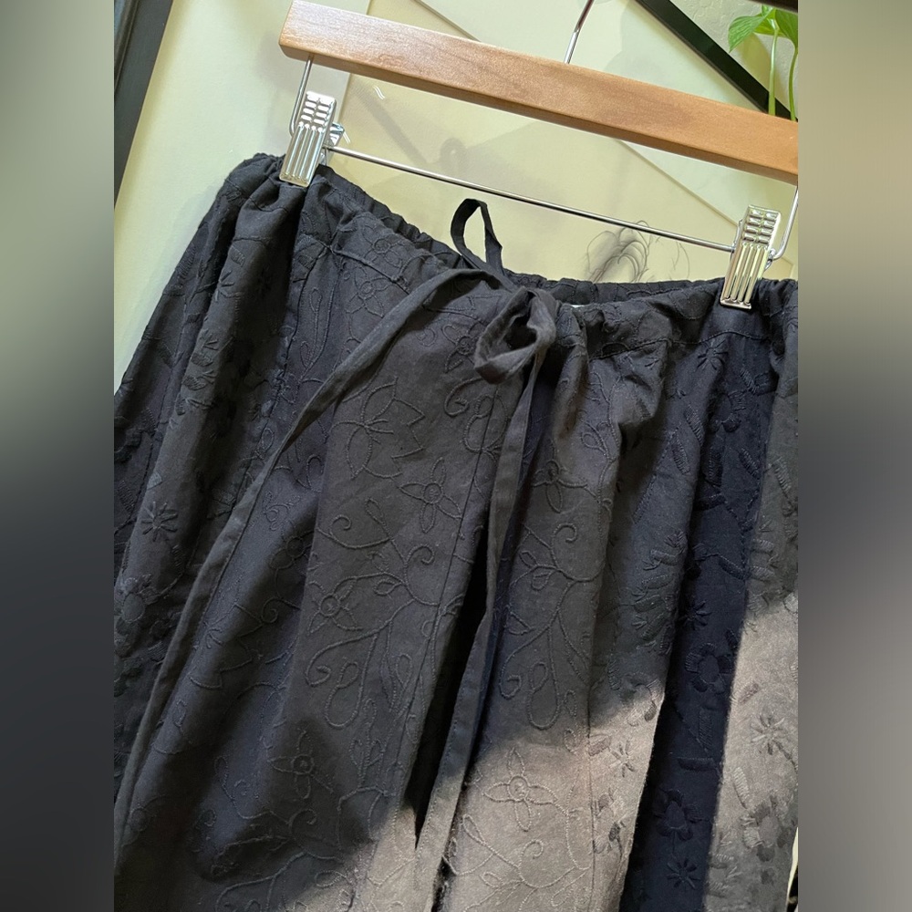 Chan Luu Black Embroidered A-Line Drawstring pant